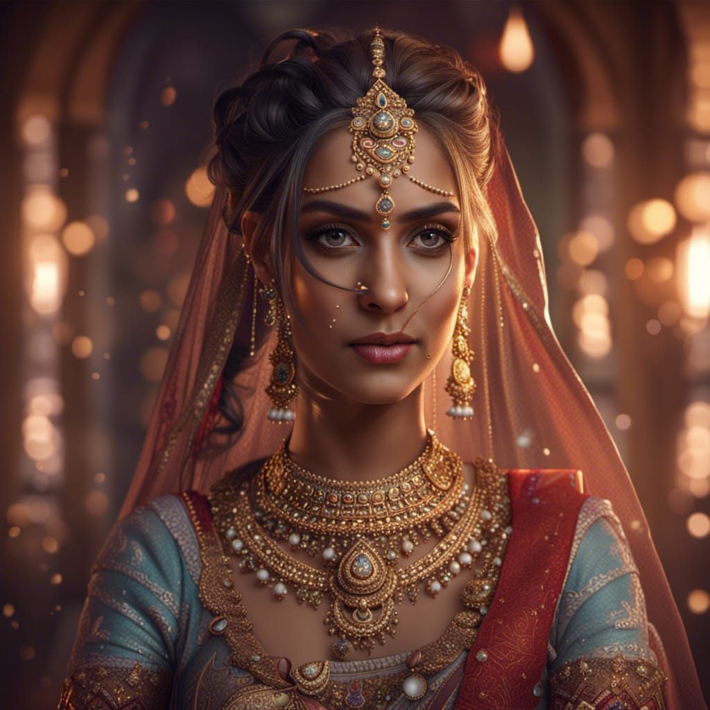 Stunning Indian Bride Portrait in Detailed Matte Painting