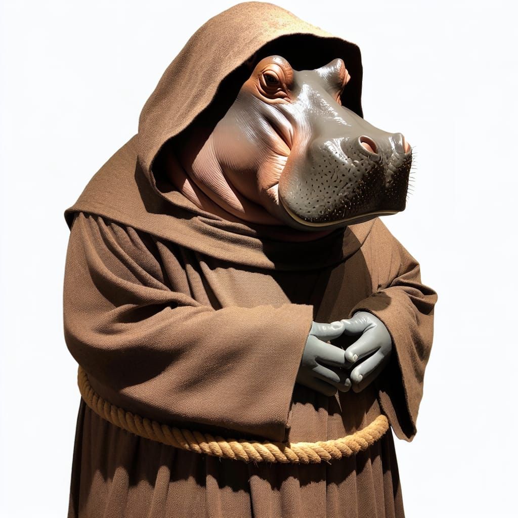 Hippopotamus Monk in Contemplation