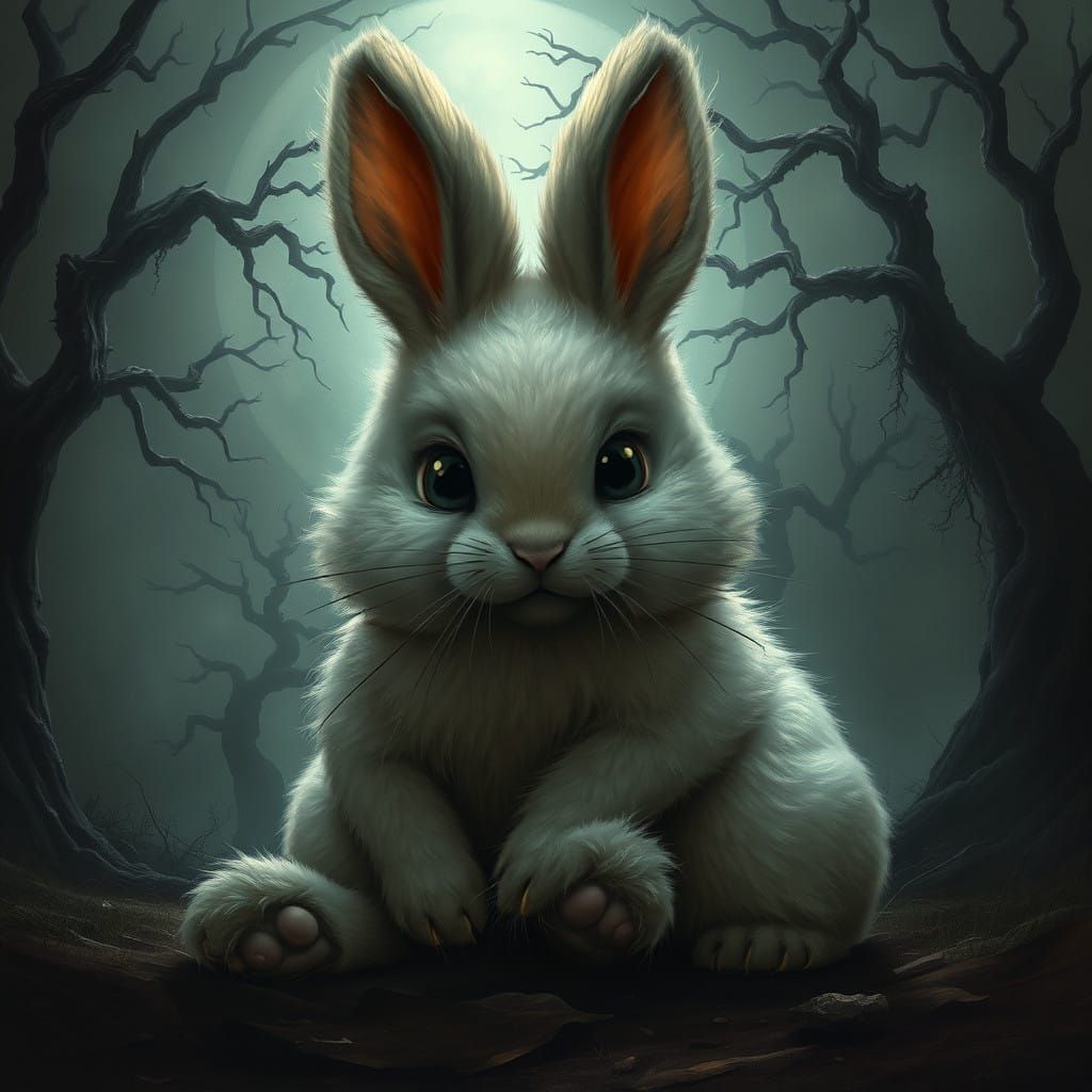 Gothic Bunny in Twisted Landscape