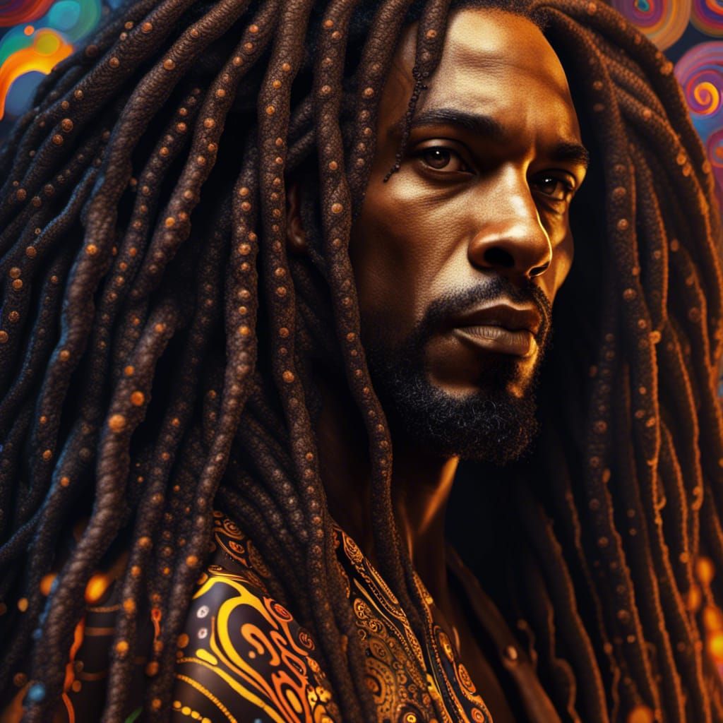 Psychedelic Goth Portrait of Man in Klimt Style