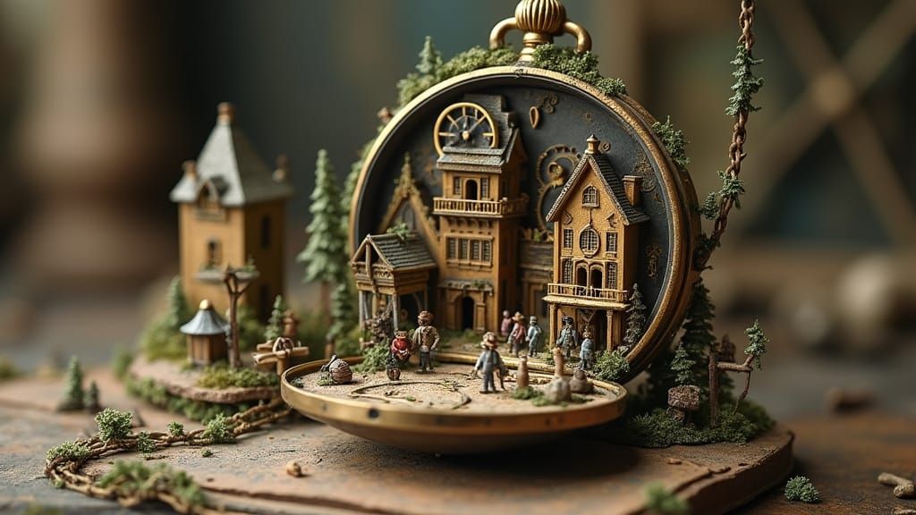 Steampunk Miniature World Inside Pocket Watch