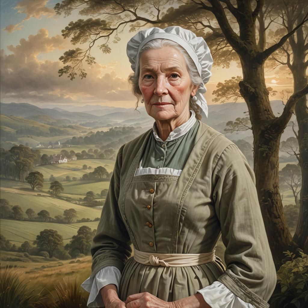 Colonial American Woman Portrait in Realistic Style