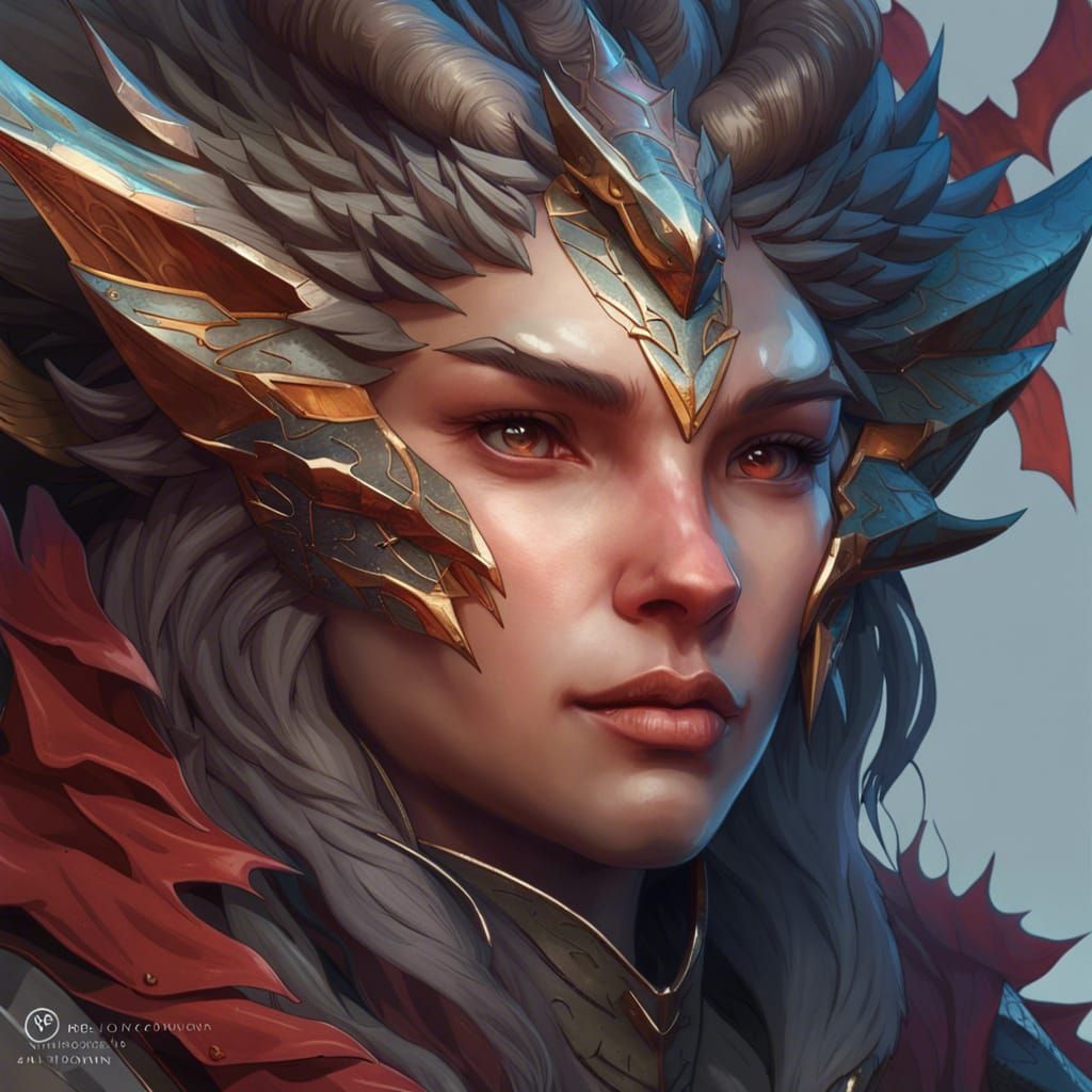 Detailed Dragon Wolf Portrait in Fantasy Style