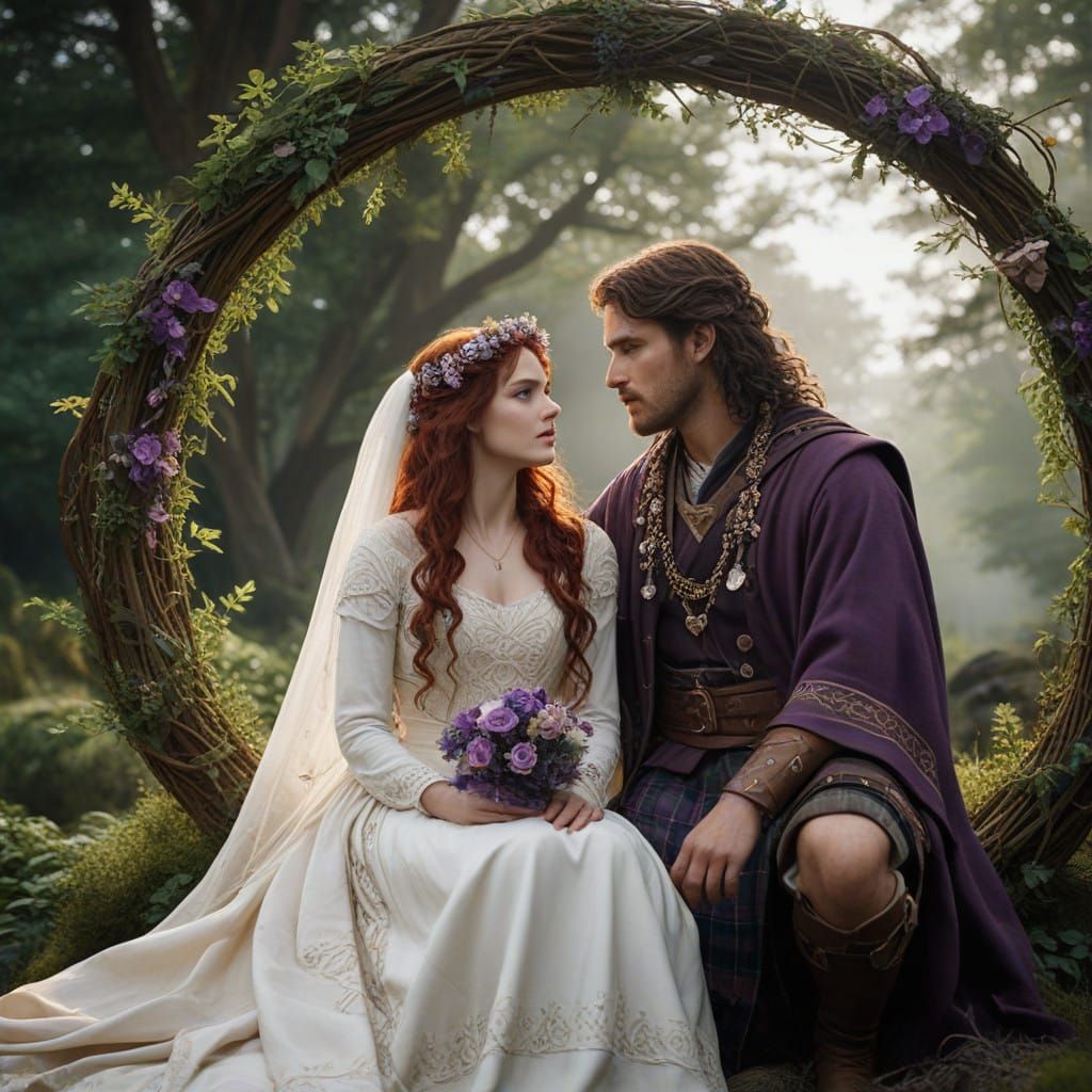 Celtic Wedding in Highland Fog, Inspired by Tolkien's Realm