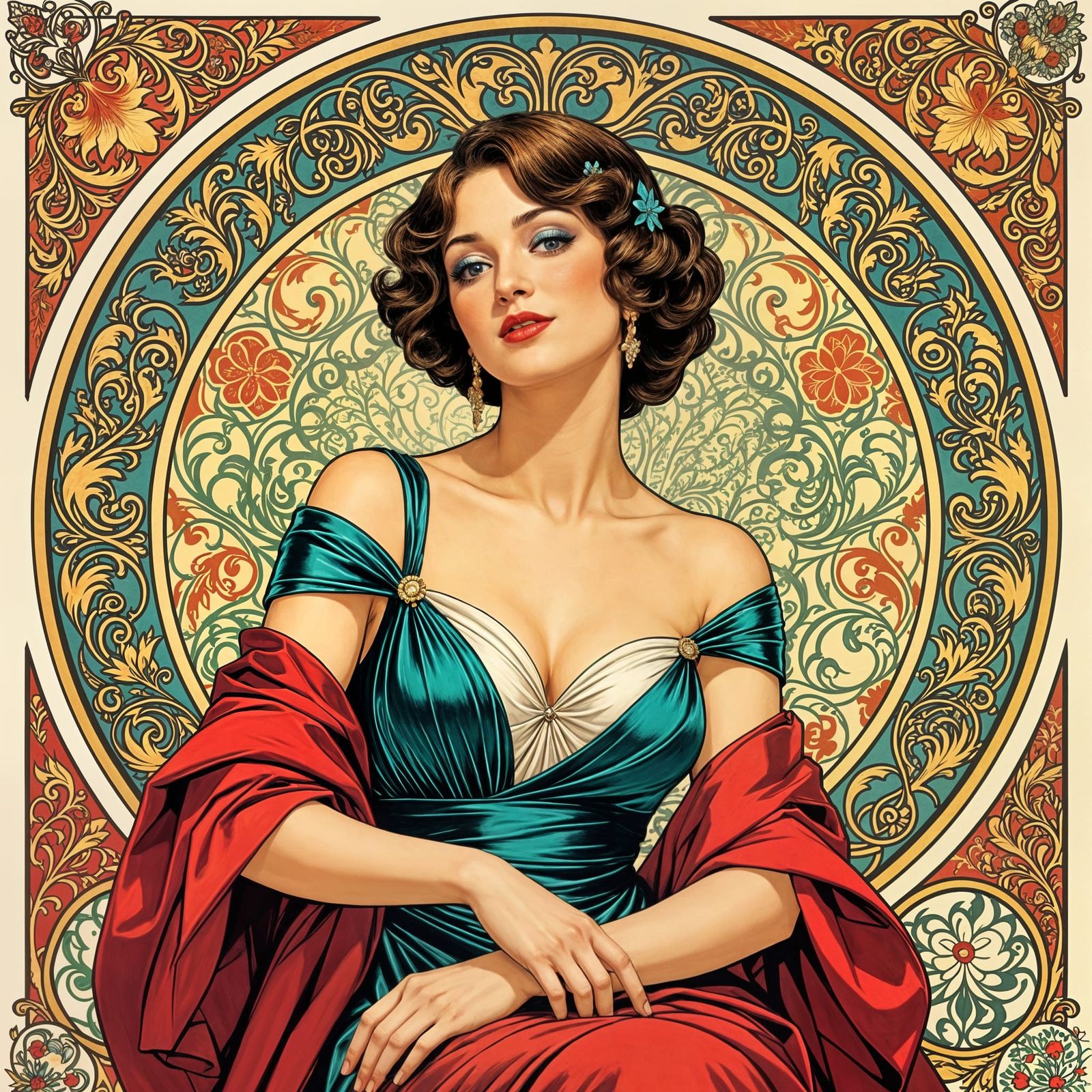 Elegant VIP Portrait in Art Nouveau Style