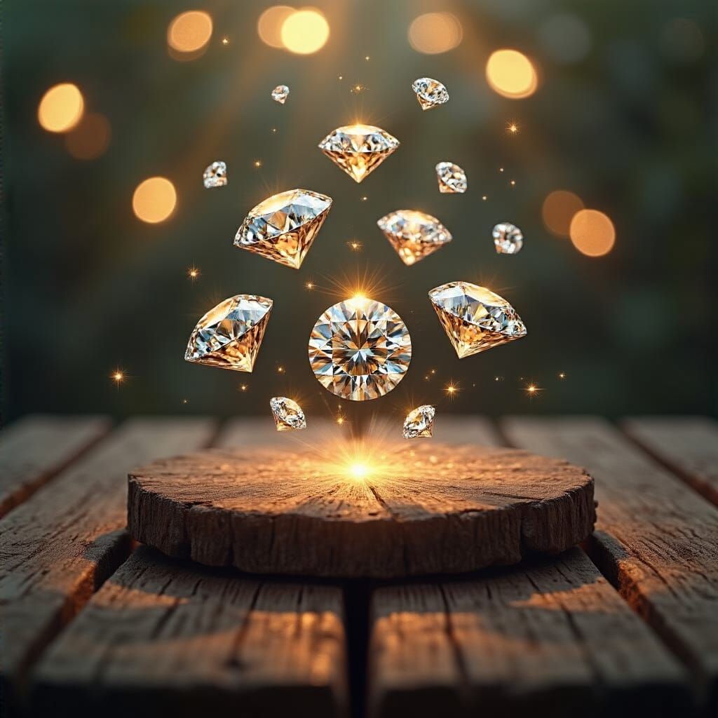 Ethereal Diamonds Floating in Art Nouveau Style