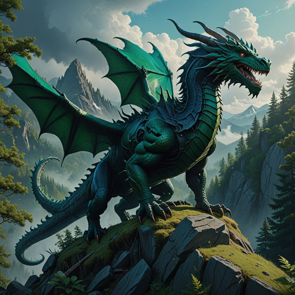 Ethereal Dragon Reigns Over Enchanted Mountainscape