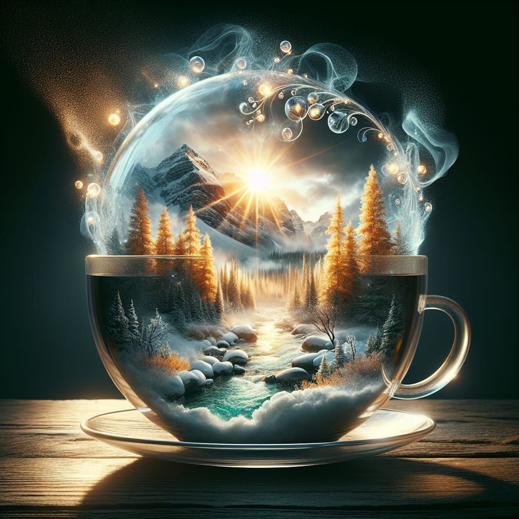 Winter Landscape in Teacup: Photorealistic Miniature Univers...