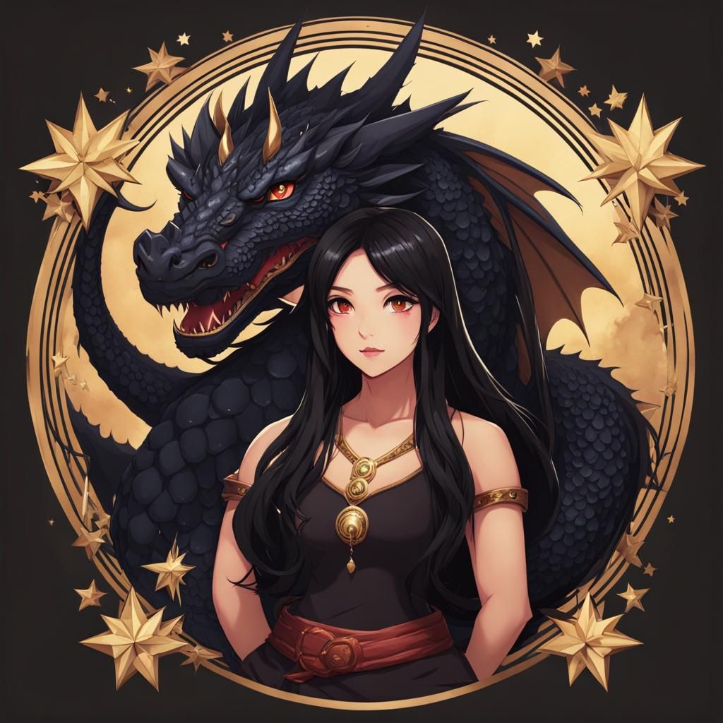 Chubby Girl with Starry Dragon Companion