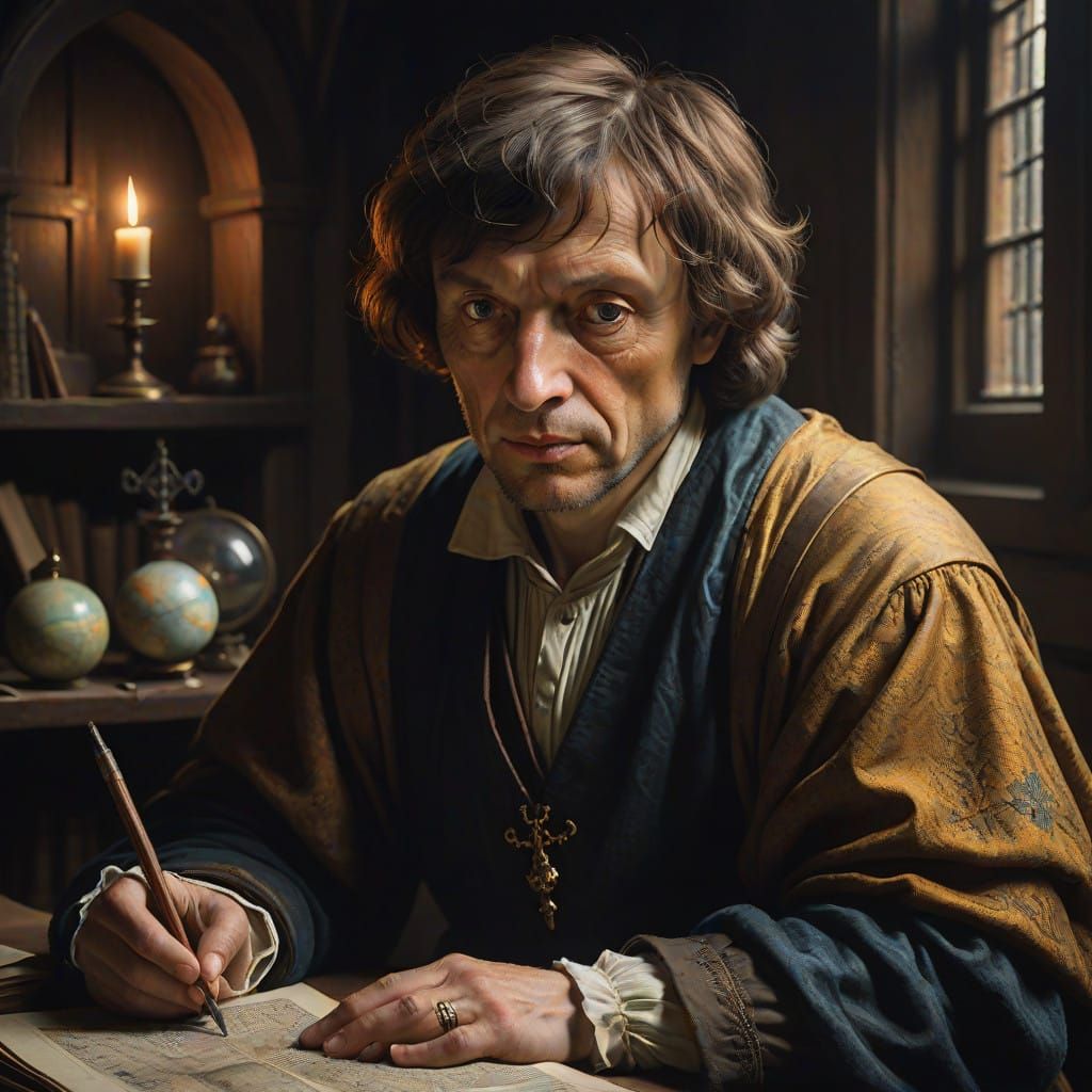 Renaissance Astronomer Contemplates the Cosmos