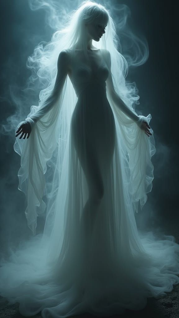 Spectral Apparition Emerges from Abyss in Ethereal Light