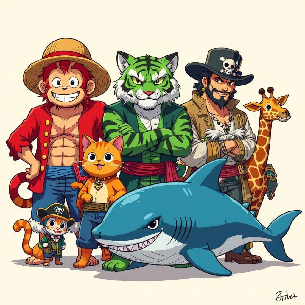 Straw Hat Pirates Reimagined As Vibrant Animal Characters