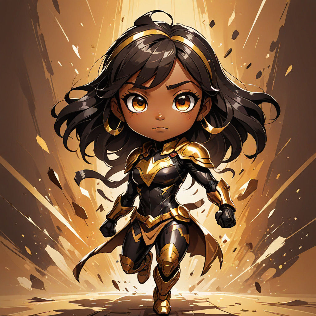 Vibrant Chibi Superhero Girl in Power Pose