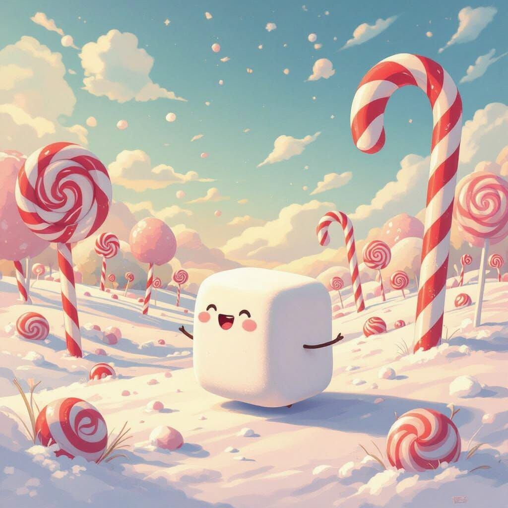 Whimsical Marshmallow Rolls Through Candy Land
