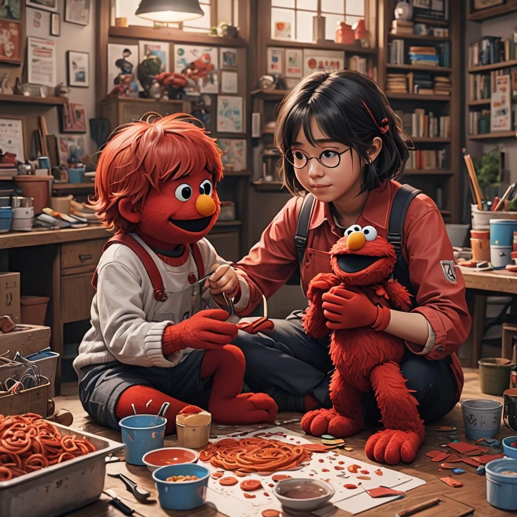 Elmo as 3D Anime Art