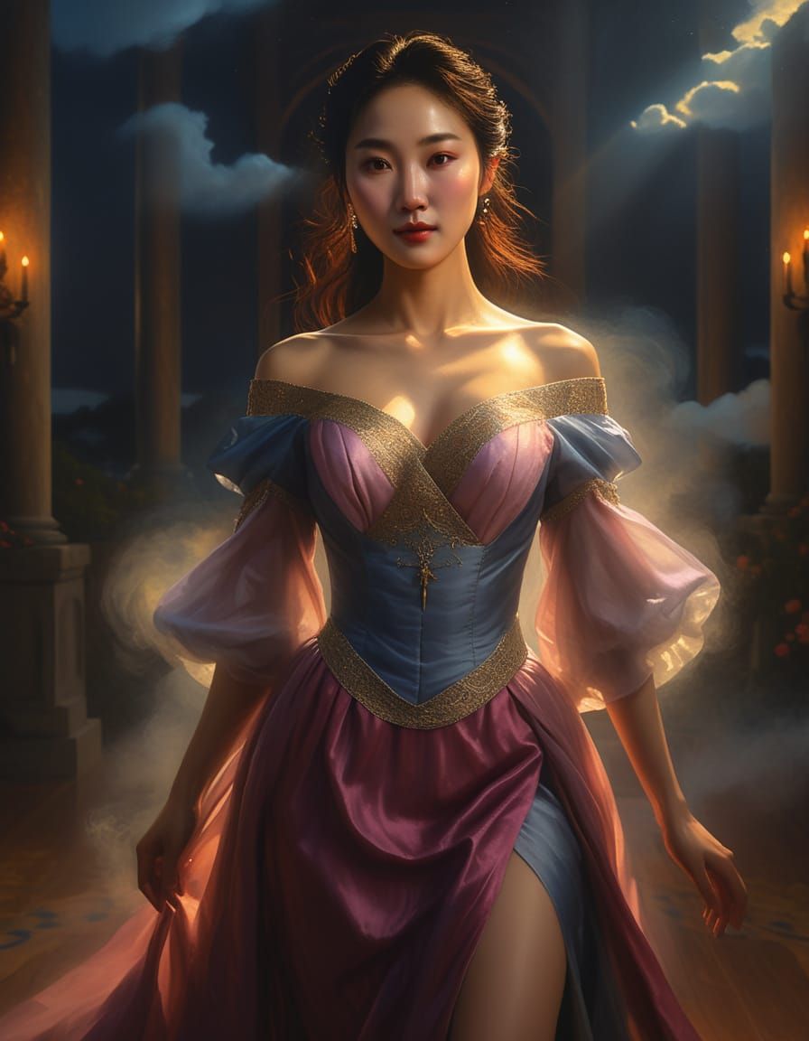 Ethereal Korean Beauty in a Renaissance Dream