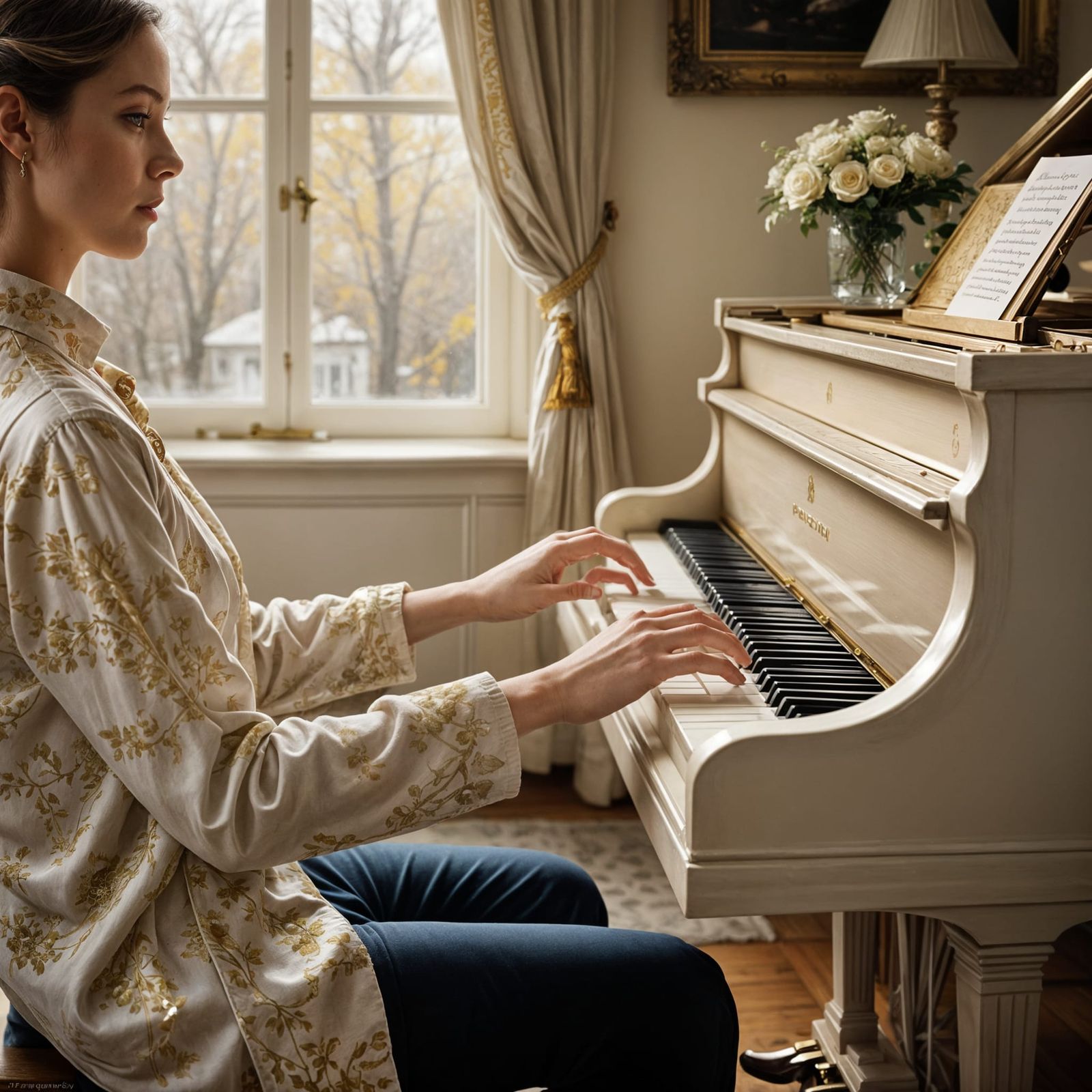 Ethereal Evening of Chopin on a White Grand Piano