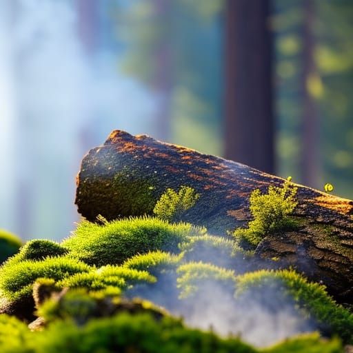 Calm Forest Scene with Tourist and Campfire