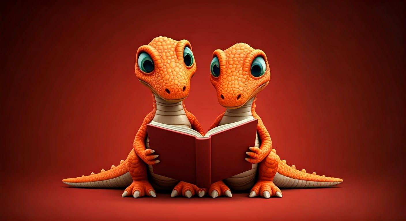 T-Rex Couple Reads Together on Valentine's Day