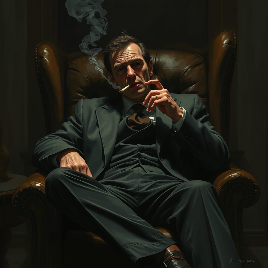 Film Noir Detective in Digital Illustration Style