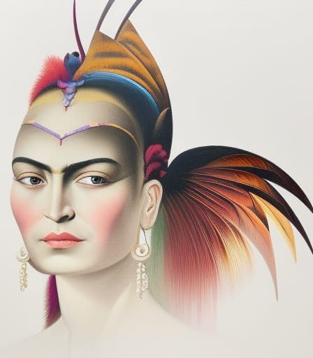 Fantasy Bird-Human Hybrid in Warm Colors