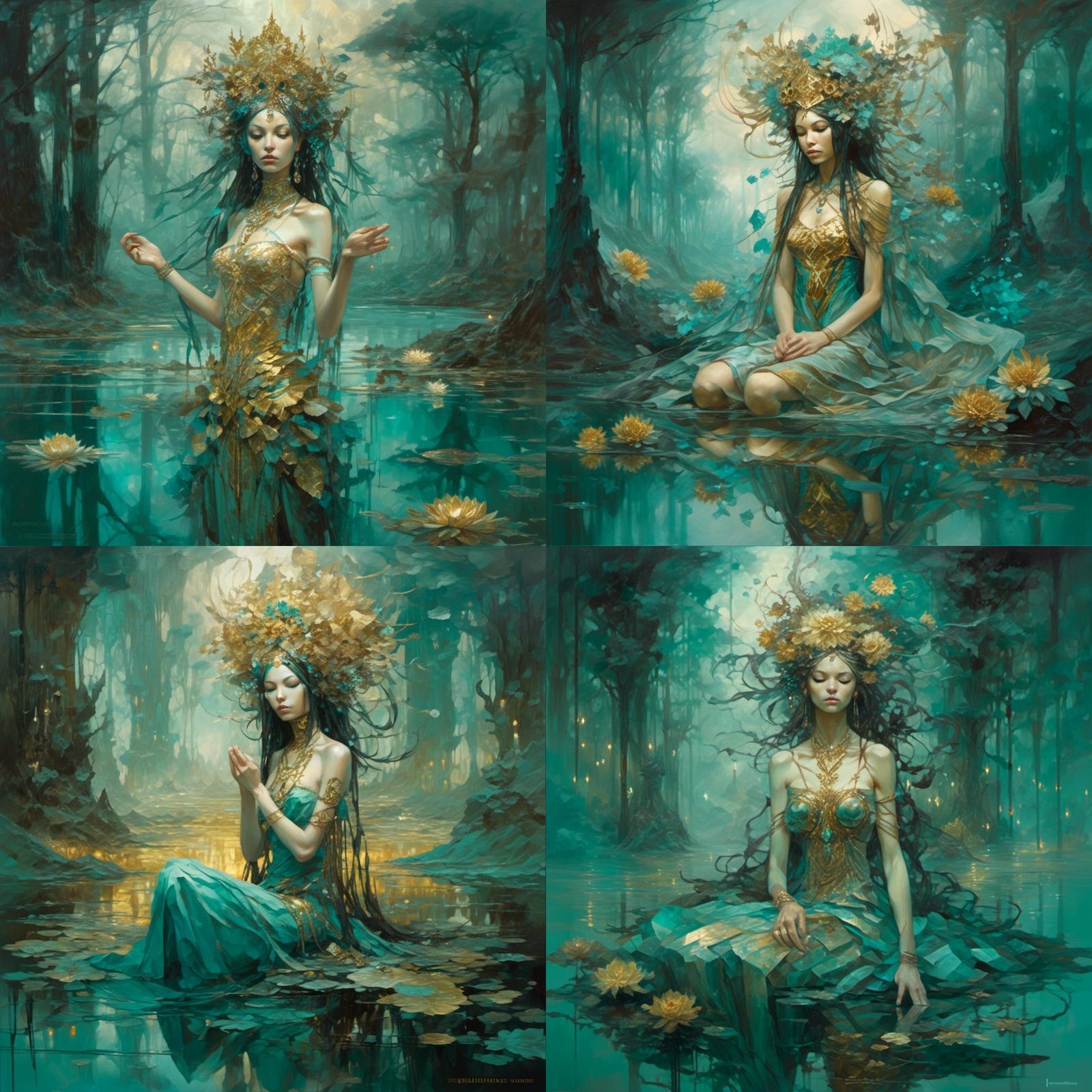 Ornate Persian Princess with Mirrored Reflection