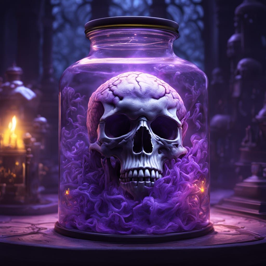 Skeleton's Purple Brain: Dark Fantasy Concept Art