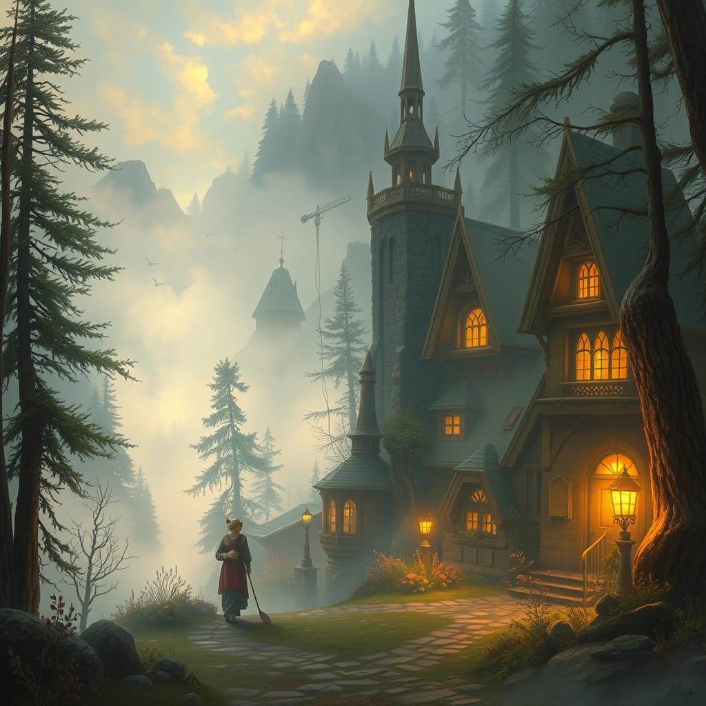 Ethereal Fantasy Landscape in Cozy Realism