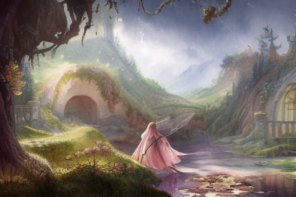 Watercolor Fantasy World in a Fairy Tale Style