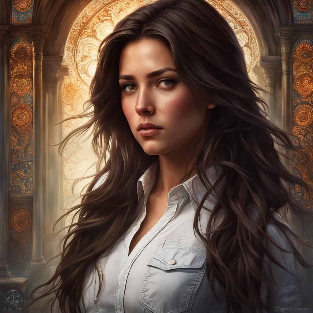 Detailed Portrait of a Woman in Hyperrealistic Style