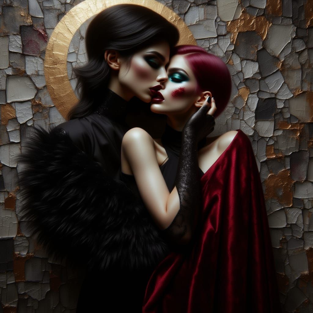 Vampire's Fatal Kiss in Gothic Candlelight