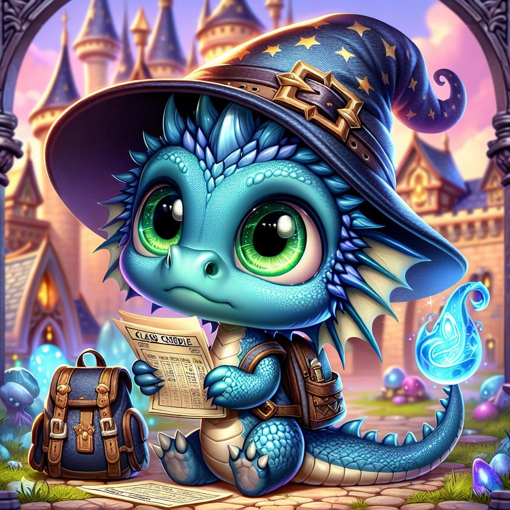 Chibi Blue Dragon's First Day at Magic School