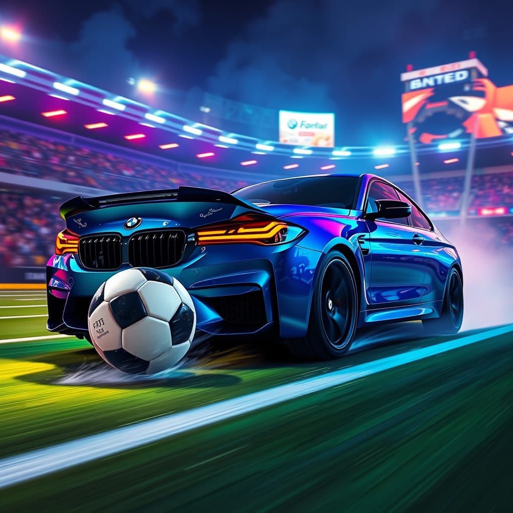 Neon Dreams: Electric Blue BMW Speedster Crashes into Soccer...