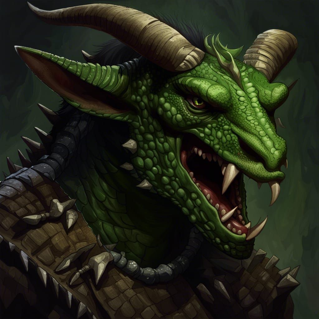 Lizardfolk Tiefling Barbarian Character Art in 8K