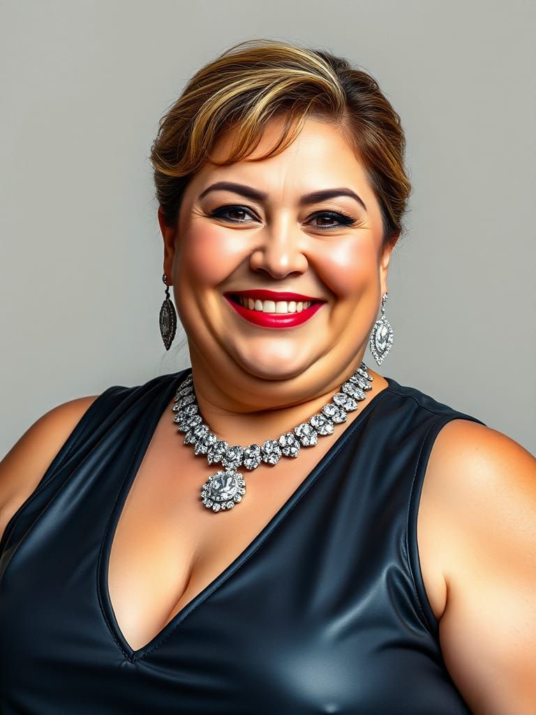 Watercolor Portrait of Confident Woman with Diamond Jewelry