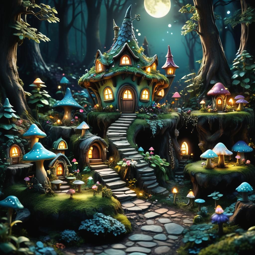 Moonlit Fairy Village