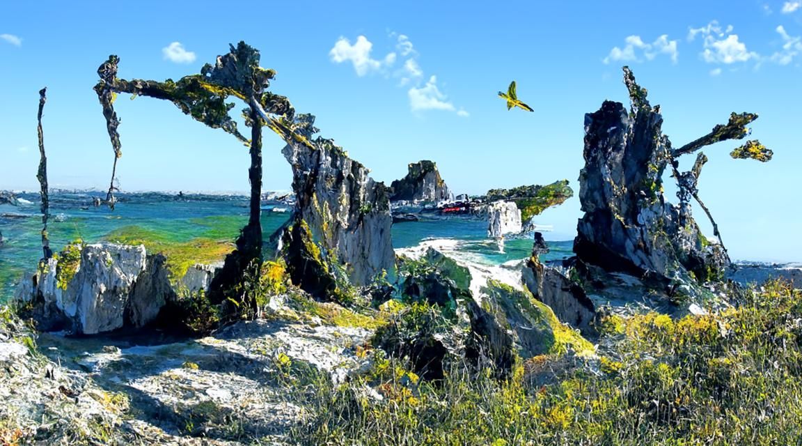 Turquoise Waters and Golden Cliffs in Hyperrealism