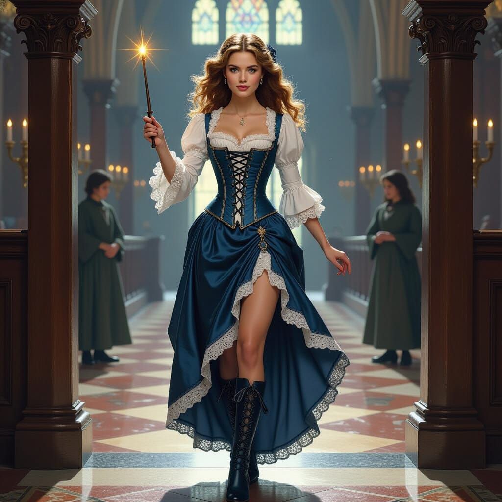 Hermione in Victorian Corset in Grand Hall