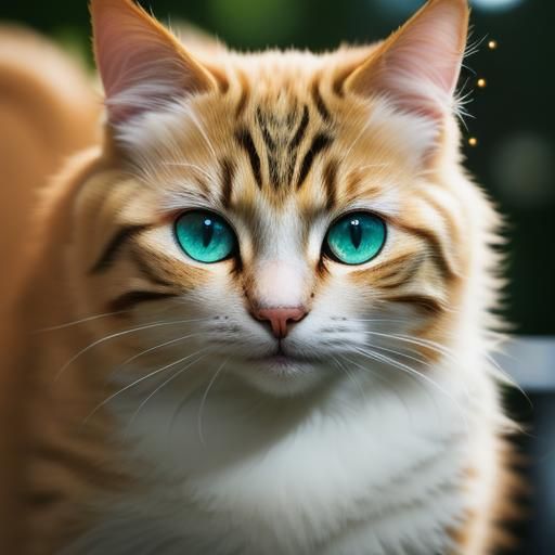 Fluffy Cat with Golden Eyes, Professional Photography