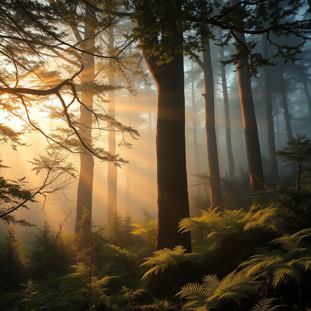 Misty Forest at Dawn: Cinematic Landscape