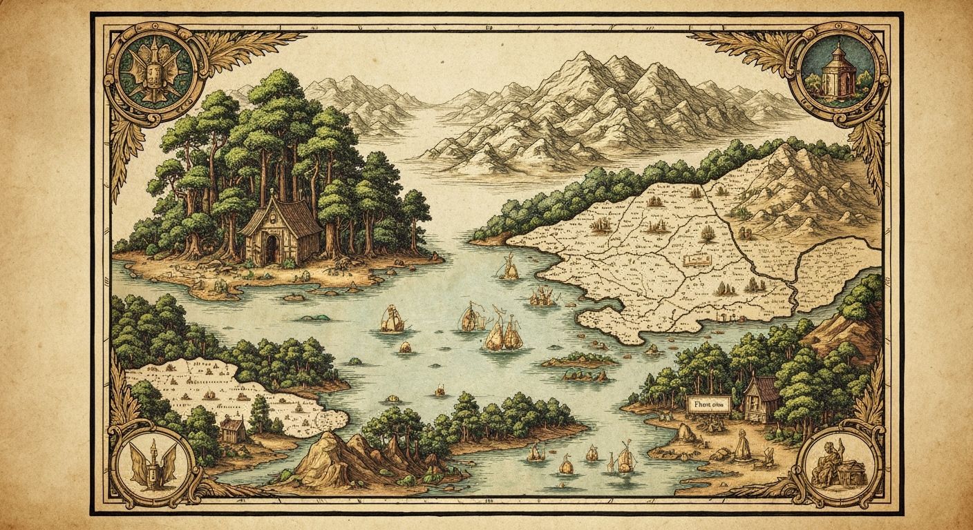 Vintage Map of Serene Natural Landscape