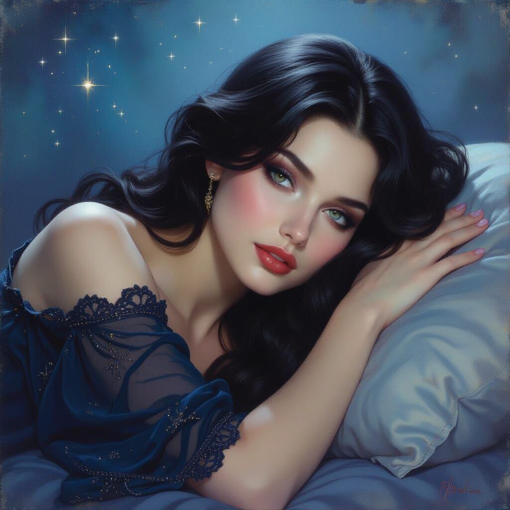 Ethereal Beauty: Woman's Portrait with Jewel Eyes