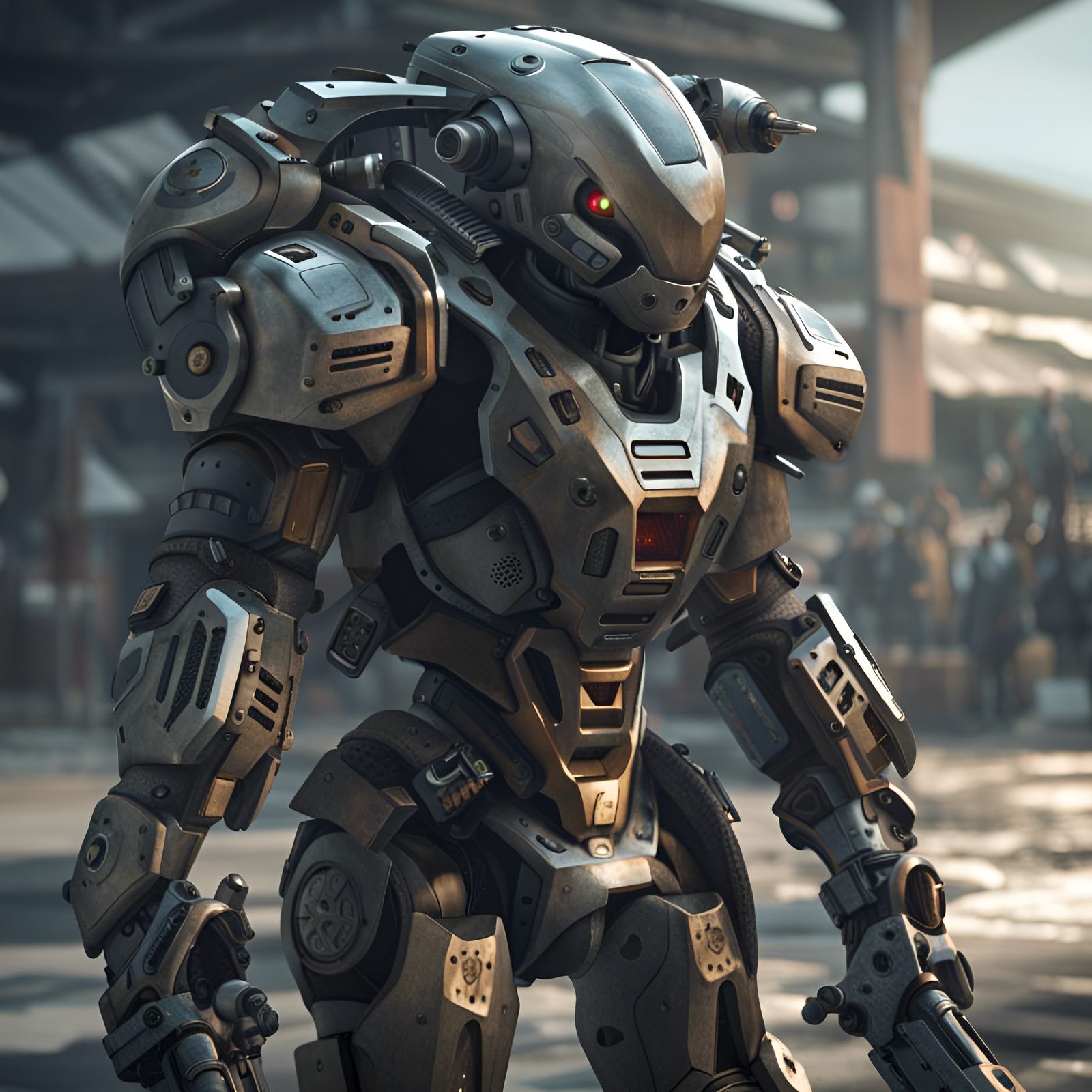 Armored Battle Drone in Realistic Surrealism Style