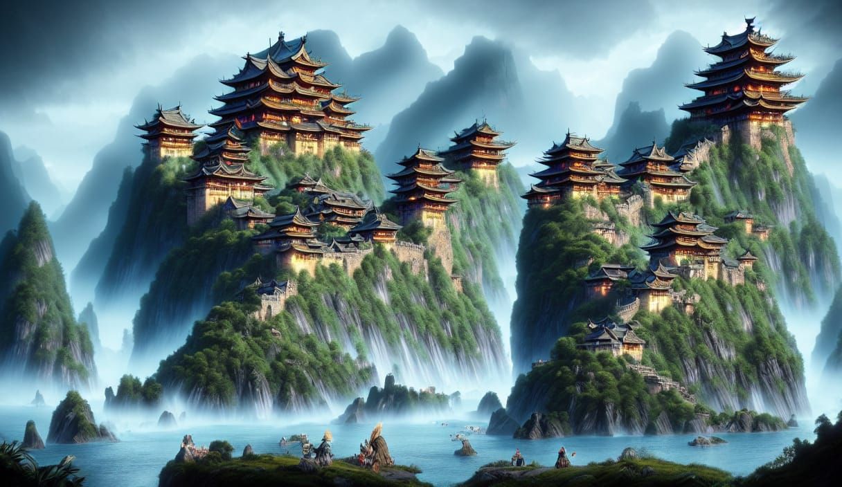 Floating Island Castle in Vibrant Sky