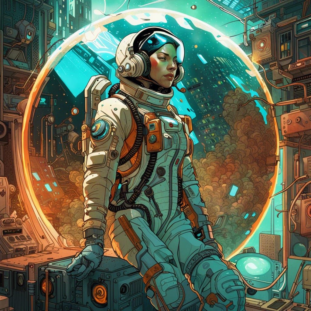 Cosmic Cyberpunk Cyborg in Hyper-Detailed Artwork