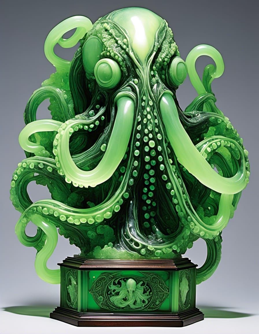 Uranium glass bust of the Kraken