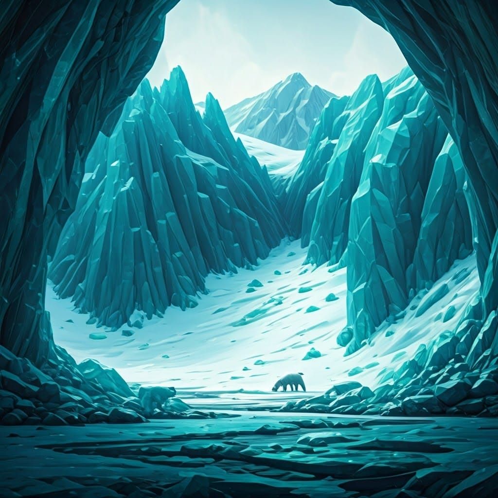 Turquoise Antarctica Landscape with Majestic Glacier and Icy...