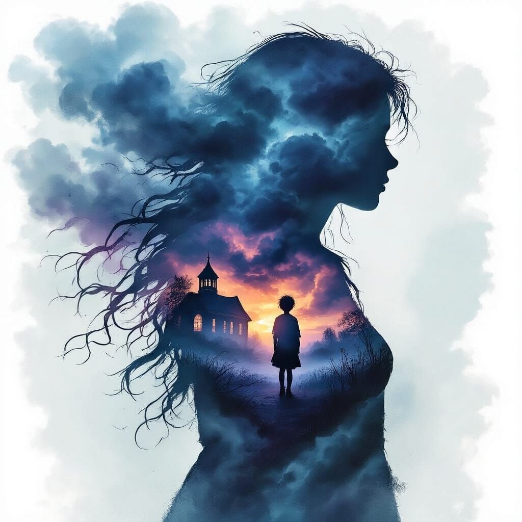 Silhouette of Woman Filled with Memories