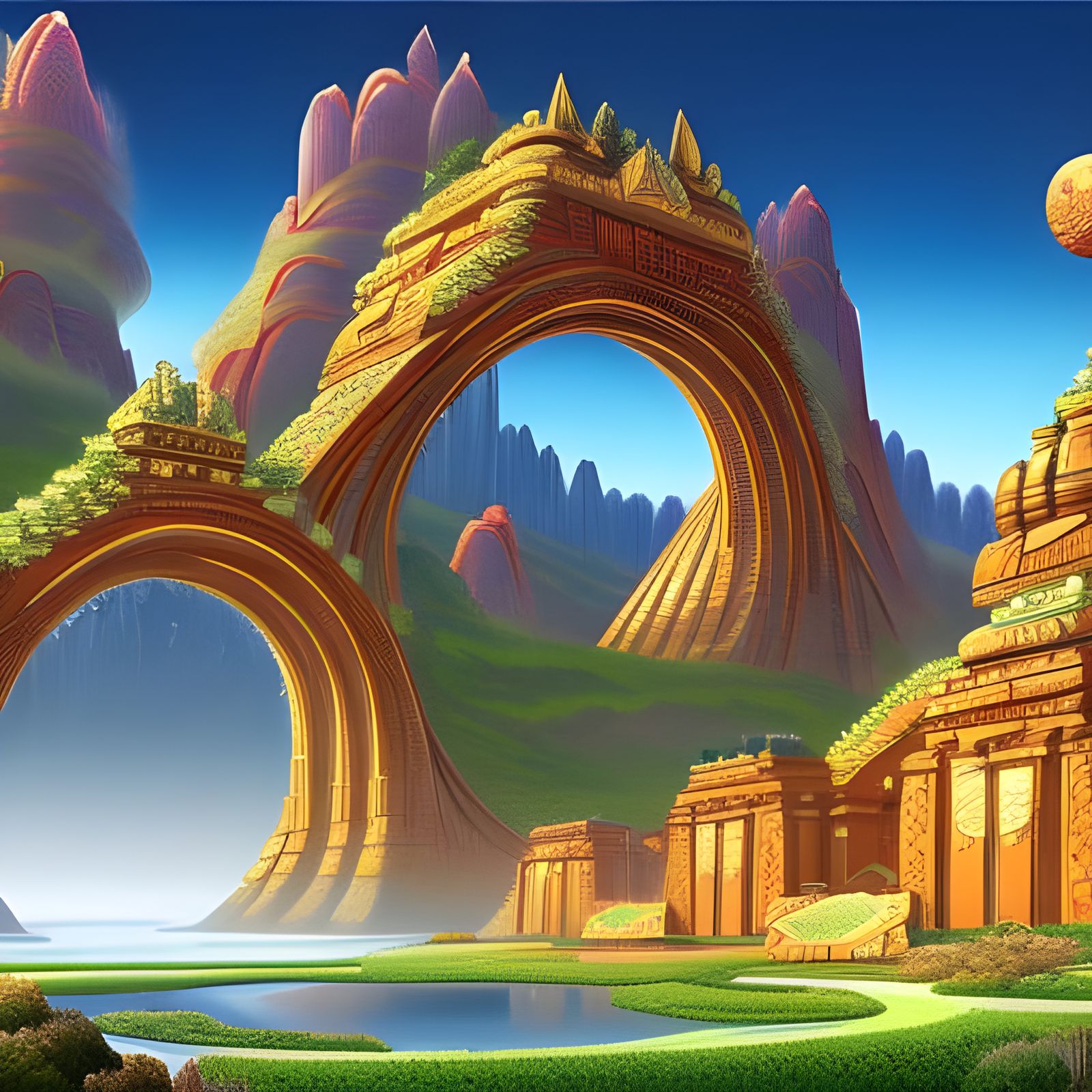 Grandiose Cities and Metropolitan Civilization of Ancient and Future Buildings; Mondrian Banksy Highly detailed epic sca...