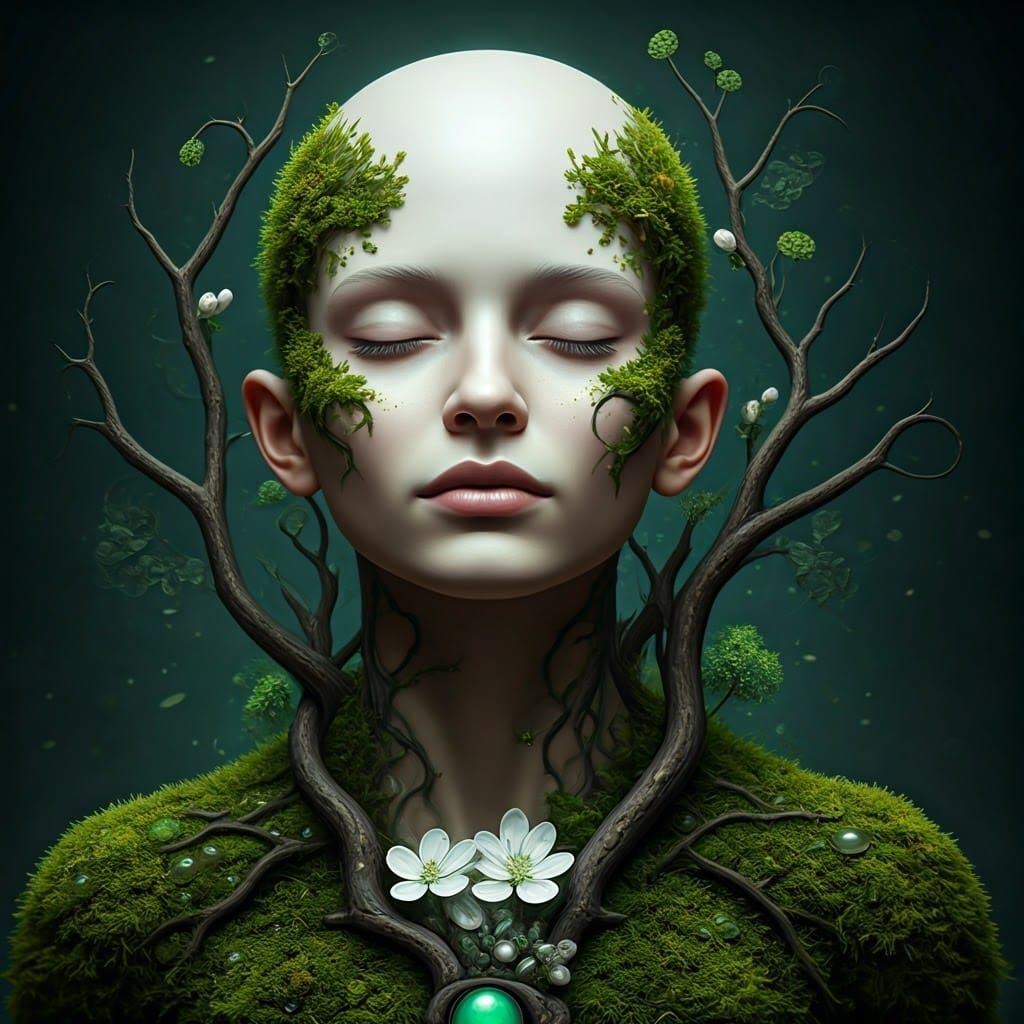 Ethereal Humanoid in Harmony with Nature